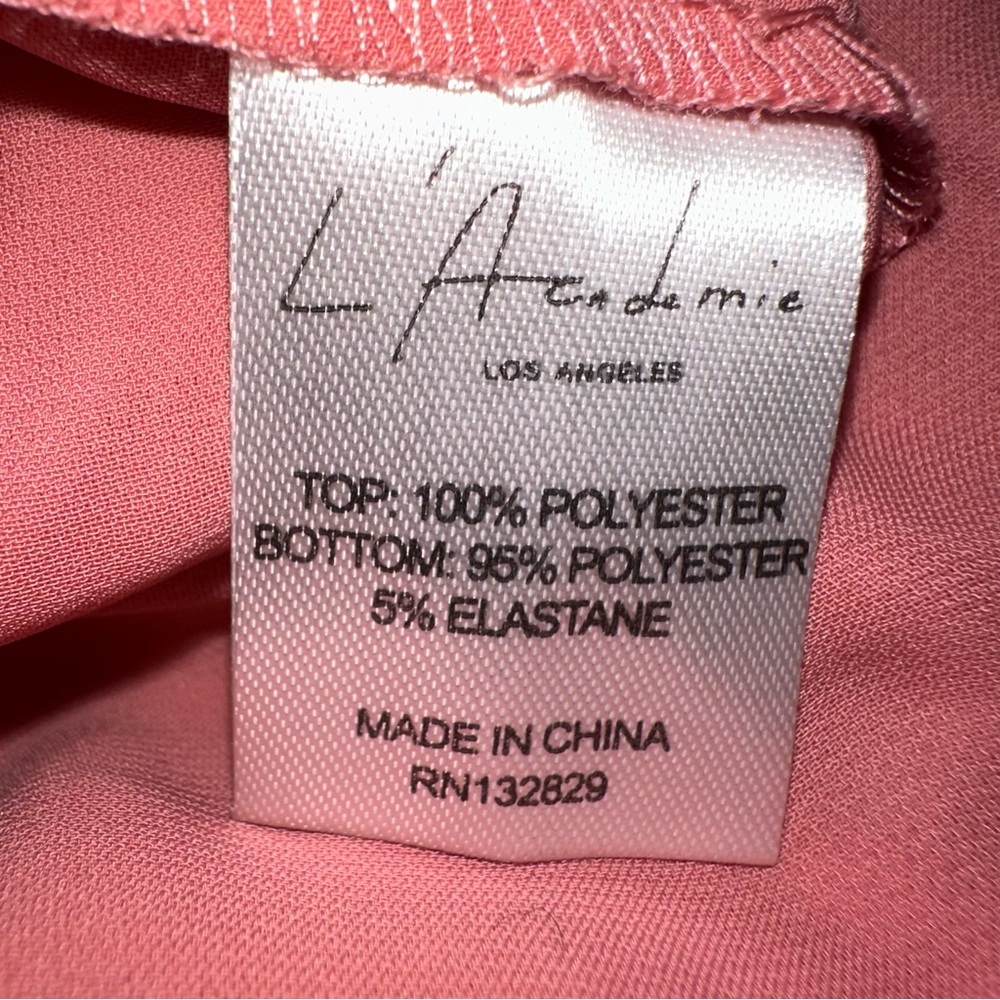 L'ACADEMIE Salmon Pink Off Shoulder Ruffle Bodysuit Straps Small - Picture 7 of 8